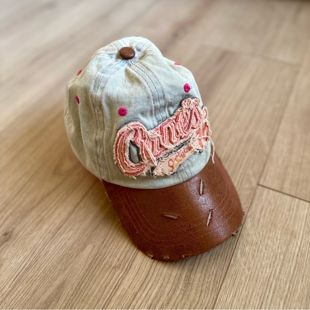 Denim Patch Distressed Baseball Cap Hat